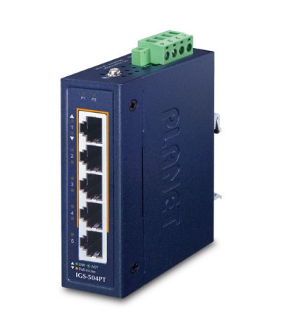 SWITCH.INDUS IP30 P&P 5X10/100/1000TX DONT 4 POE+,(-40º+75º), 48-54VDC