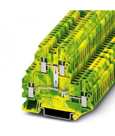 Bloc de jonction de protection vert/jaune à vis - 2 étages - 2,5mm²