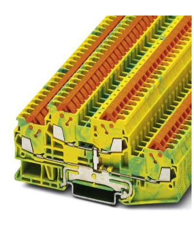 Bloc de jonction autodénudant compact double étage vert/jaune pour conducteur de protection - pas de 5,2mm - 1,5 mm²