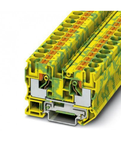 Bloc de jonction vert/jaune pour conducteur de protection à technologie à ressort Push-In - sections nominales : 16mm² rigide ou