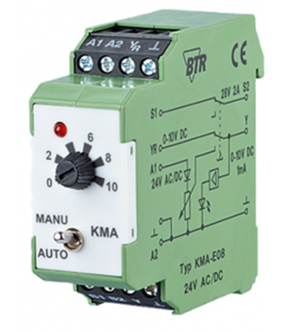 Commande manuelle :  0-10V pour vannes ou servomoteur - Position : 0 / 1 / Auto - Sortie de la  position AUTO par contact separe