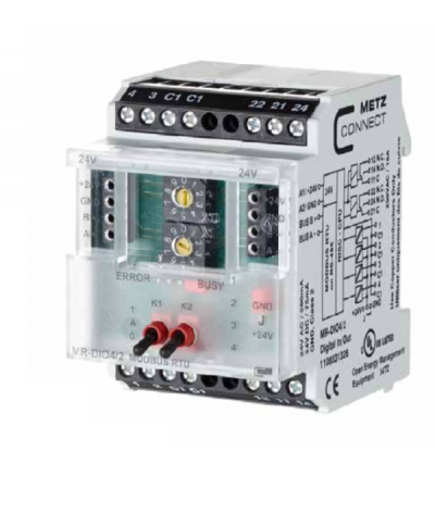 Module Modbus IP65 à 4 entrées digitales (contact sec) et 2 sorties digitales (contacts sec) + commande manuelle - Alimentation