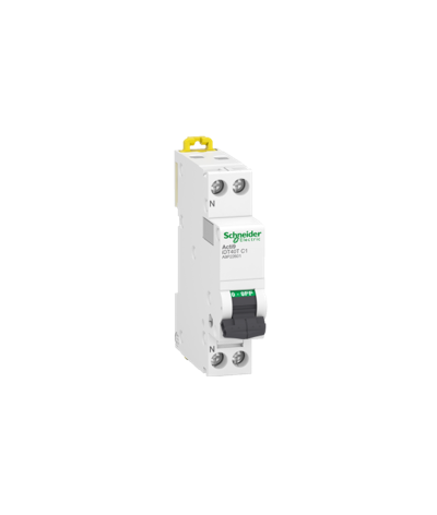 Acti9 iDT40T - disjoncteur modulaire - 1P+N - 1A - courbe C 4500A Icn conformément à EN 60898 - 230 V AC 50/60 Hz / 6kA Icu conf