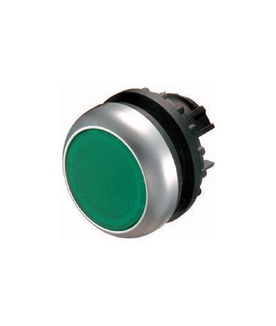 M22-D-G - Bouton-poussoir, plat, vert, a rappel