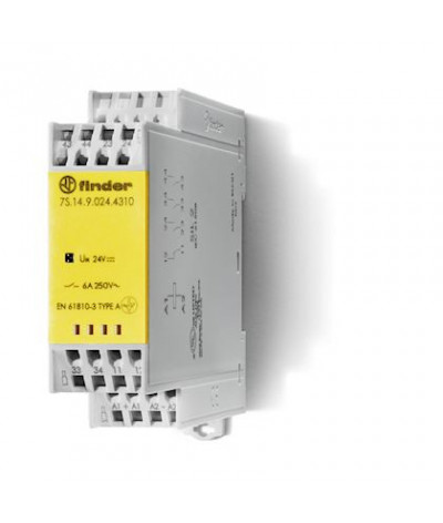 Relais modulaire à contacts guidés 3NO+1 NC 6A sous 250 VAC AGSNO2 alimentation 24 VDC SIL2 bornes ressort